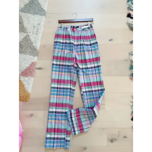 Vintage Polo Ralph Lauren Plaid Madras Golf Pants W 29 High Waist Classic Prep
